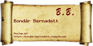 Bondár Bernadett névjegykártya
